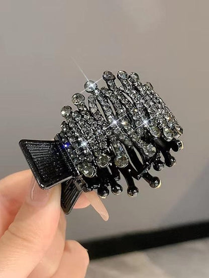 Hair Clip For Daily Classic Crystal Alloy Crown Rhinestone Grabber Pearl Rhinestone Grabber Crown Black Diamond Hair Clip for Women