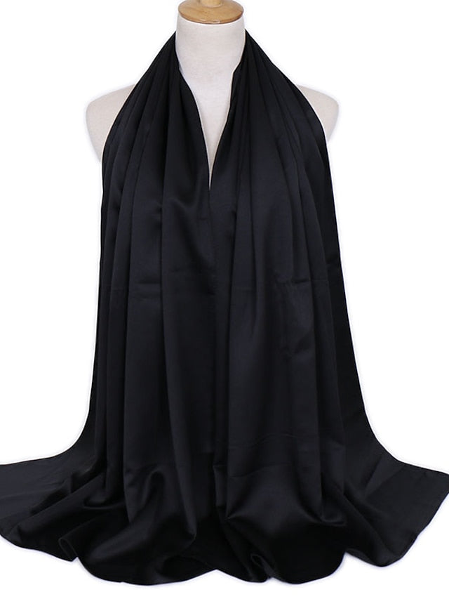 1pcs Women Silk Headscarf Hijab Scarf Long Muslim Shawl Turban Bandana Satin Scarves Head Wraps for Women