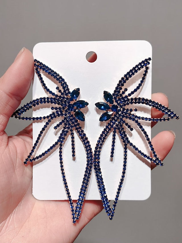 1 Pair Rhinestone Alloy Leaf Statement Earrings For Party Evening Daily for Women