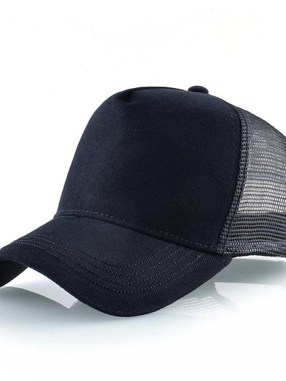 solid color cotton baseball cap european and american retro mesh cap peaked cap trucker hat men's spring and autumn simple tennis cap for Women