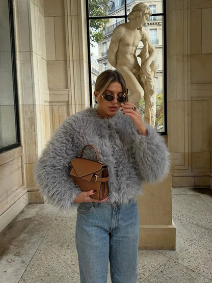 Fuzzy Faux Graceful Fur Short Coat