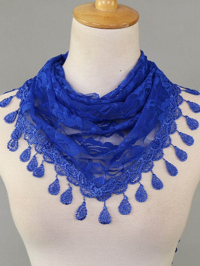 1pcs Solid Triangle Scarf for Church Shawl Catholic Church Prayer Shawl Hollow Floral Spanish Mantilla Lace Veil Wedding Cape for Women for Women