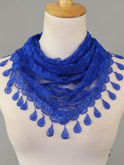 1pcs Solid Triangle Scarf for Church Shawl Catholic Church Prayer Shawl Hollow Floral Spanish Mantilla Lace Veil Wedding Cape for Women for Women