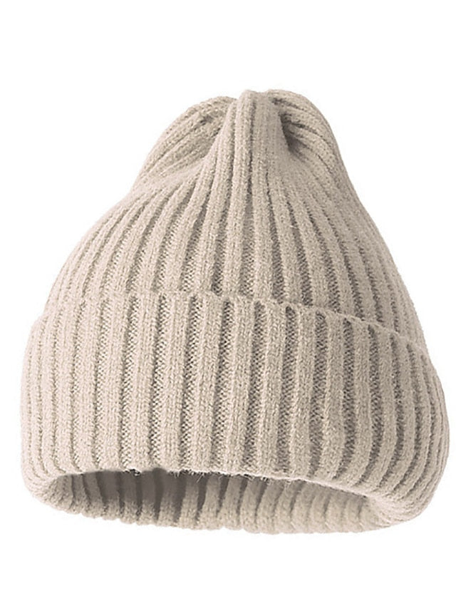 Hat Beanie / Slouchy Winter Hats Green Pink Khaki Outdoor Street Dailywear Knit Pure Color Windproof Comfort Warm for Women