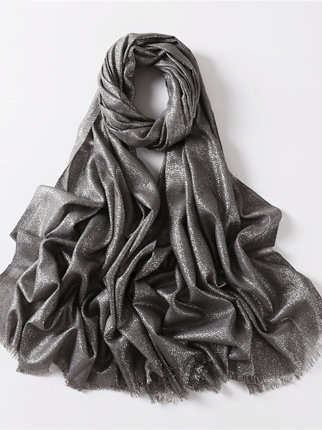 Shawls & Wraps Outdoor Dailywear Holiday Black Brown Purple Scarf Pure Color for Women