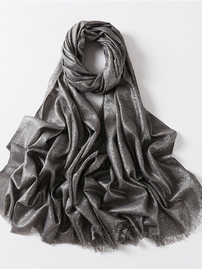 Shawls & Wraps Outdoor Dailywear Holiday Black Brown Purple Scarf Pure Color for Women