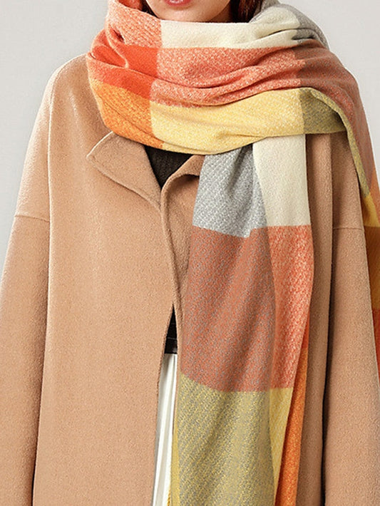 Shawls & Wraps Outdoor Dailywear Holiday Yellow Blue Orange Scarf Plaid for Women