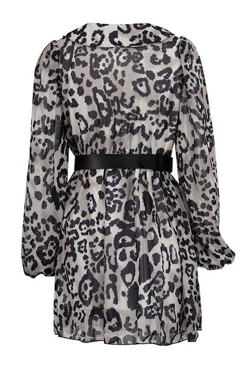 Vestido mini de gasa con cinturón y escote en V estampado Gail