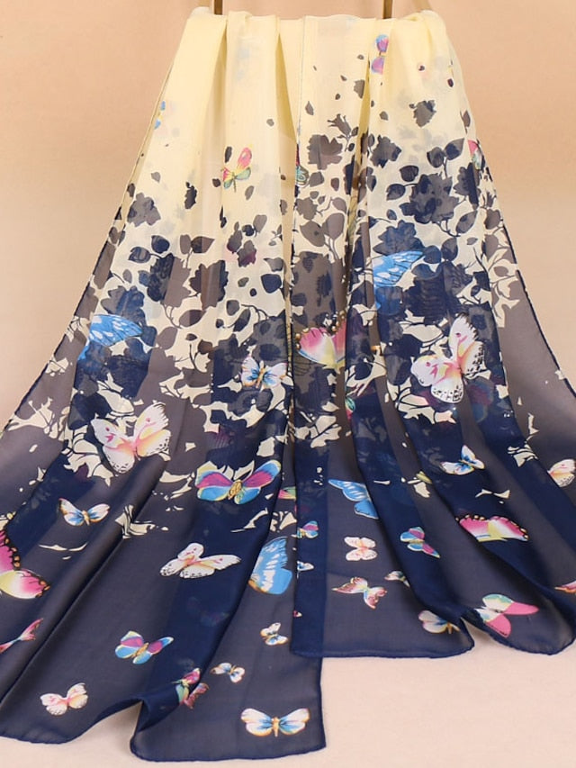 1PC Spring Summer Autumn Women Lady Butterfly Chiffon Neck Scarf Shawl Fashion Thin Style Elegant Scarver for Women