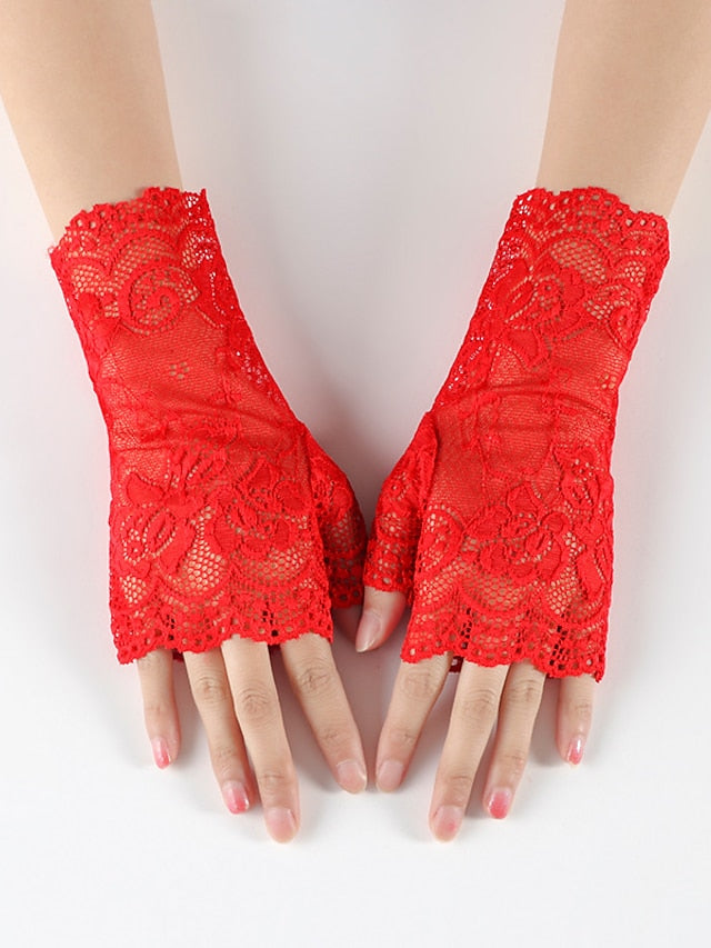 Fingerless Gloves Formal Party / Evening Daily Solid / Plain Color Lace Simple Style Sweet Wedding Casual / Daily 1 Pair for Women
