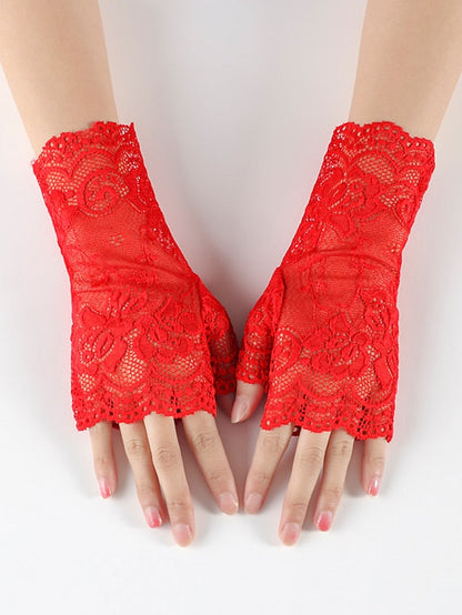 Fingerless Gloves Formal Party / Evening Daily Solid / Plain Color Lace Simple Style Sweet Wedding Casual / Daily 1 Pair for Women
