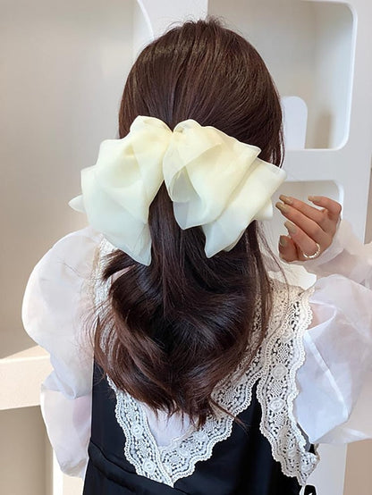 this issue must enter -5! mesh temperament big bow top clip back head hairpin  net red new headwear for Women