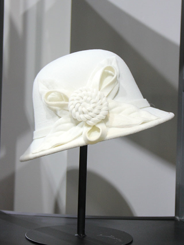Party Hat Party Wedding Special Occasion Flower Flower Wine Camel Hat / White / Blue / Fall / Winter / Spring for Women