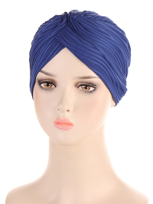 Indian Twist Knot Women Muslim Fold Hijab Turban Inner Caps Hair Care Hat Bonnet Headwear Wrap Head Scarf Femme Cover Beanies for Women