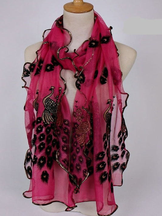 Chiffon Scarf Dailywear Date Blue Scarf Animal for Women