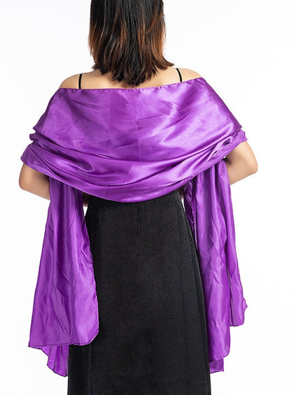 Shawls & Wraps Party Holiday Cocktail Party Silver Red Purple Scarf Pure Color / Satin / Fall / Winter / Spring / Summer for Women