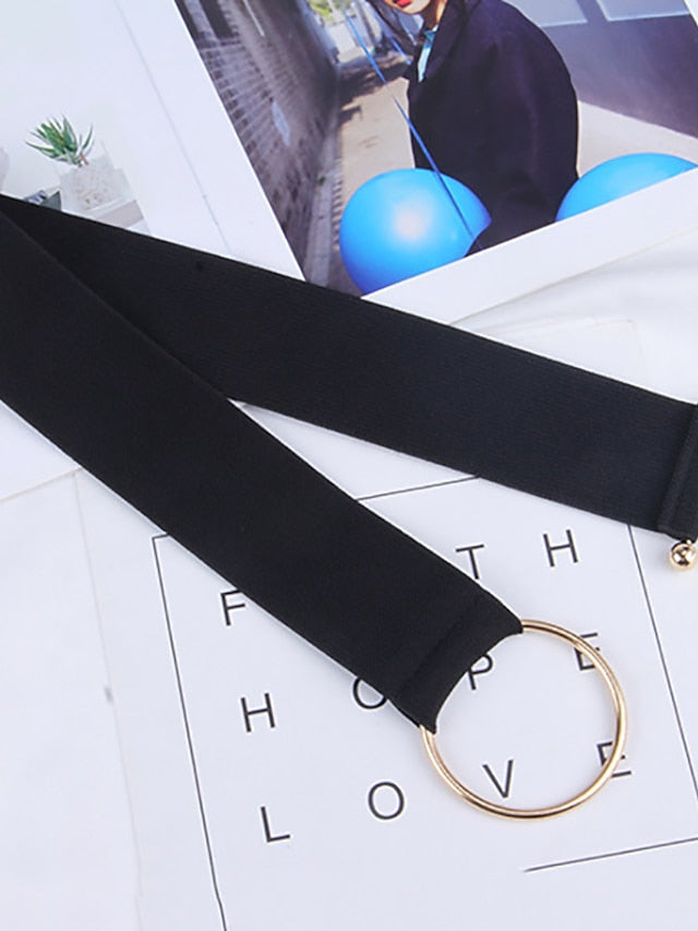 Unisex Wide Belt Canvas Metal Bucke Plain Casual Classic Party Daily Silver Gold for Women