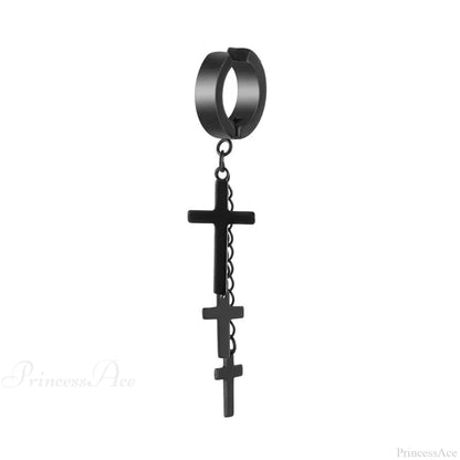 Genderless Punk Cross Fringe Chain Clip Earring