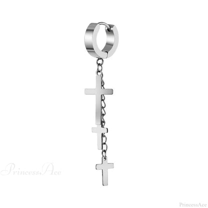 Genderless Punk Cross Fringe Chain Clip Earring