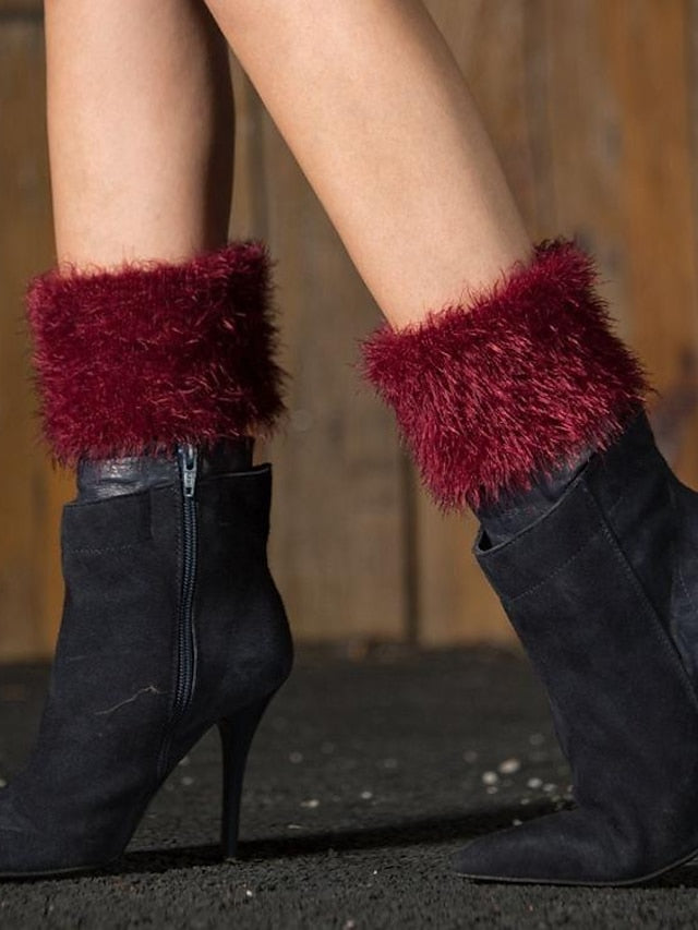 Leg Warmers Boot Cuffs Work Daily Solid Color Acrylic Fibers Basic Classic Warm 1 Pair for Women