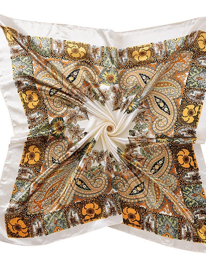 New Fashion Women Silk Scarf Square Holiday Print Head Scarfs Female Satin Hijab Scarves Shawl Wrap Lady Headband Foulard for Women