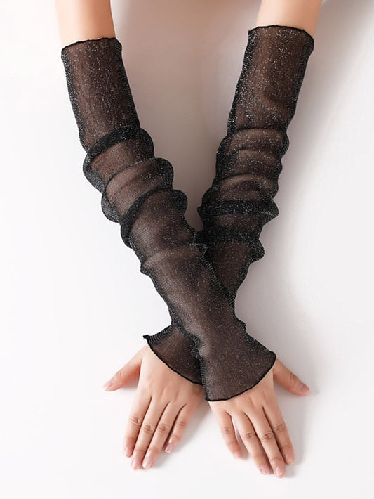 Fingerless Gloves Outdoor Party Evening Daily Solid Colored Polyester Acrylic Fibers Bridal Gloves Sexy Lolita Anti-UV 1 Pair for Women