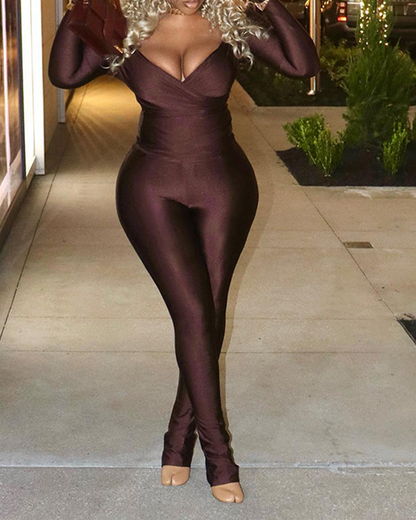 V-Neck Trousers Casual Suit