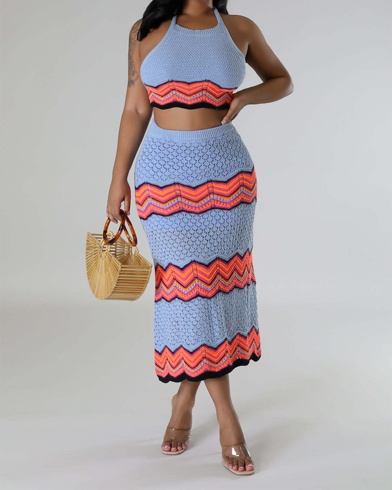 Knitted Stretch Casual Skirt Set