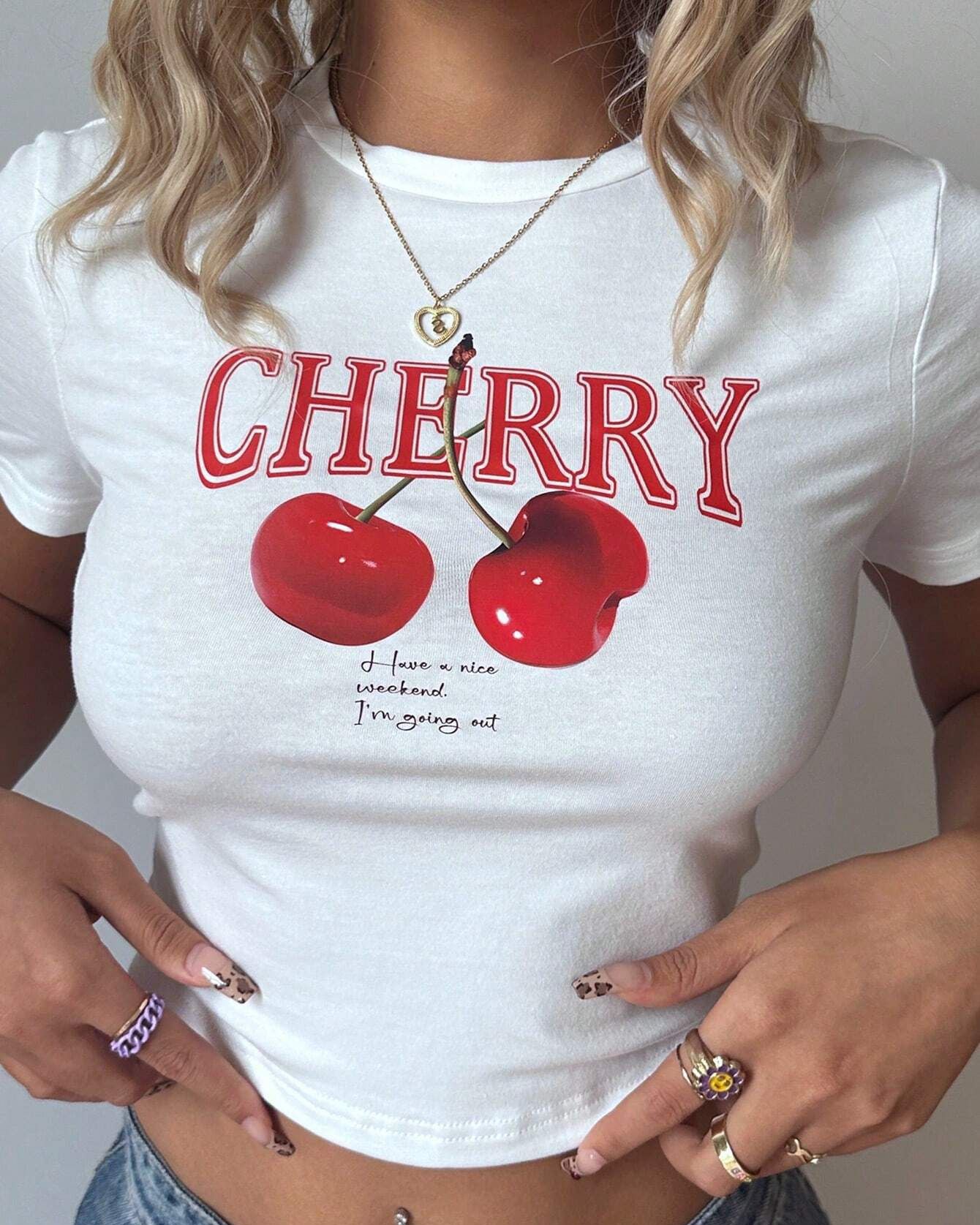 Y2K Cherry Print T-Shirt
