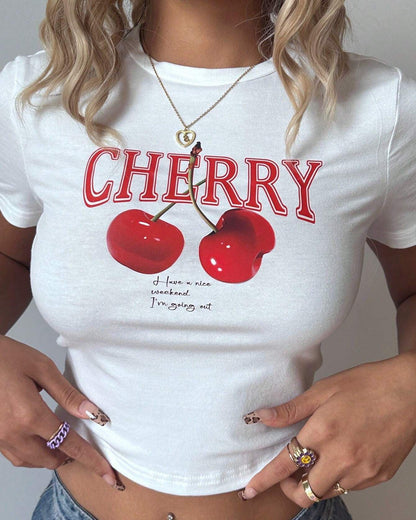 Y2K Cherry Print T-Shirt