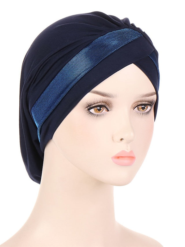 Women Turban Hat Cross Head Wrap Islamic Hijab Cap Solid Color Soft Headscarf Fashion Muslim Hats Scarf High Quality Hair Care Cap for Women