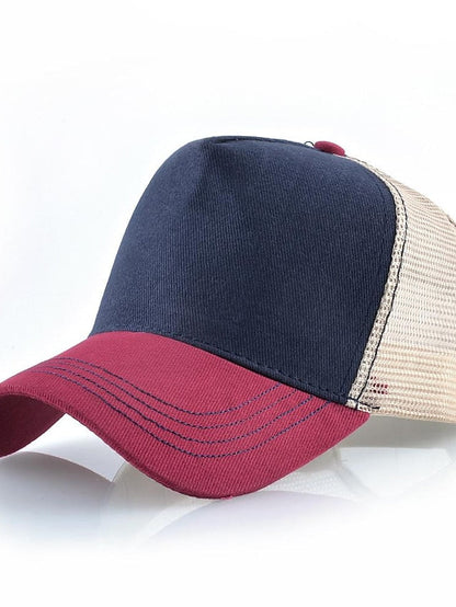 solid color cotton baseball cap european and american retro mesh cap peaked cap trucker hat men's spring and autumn simple tennis cap for Women