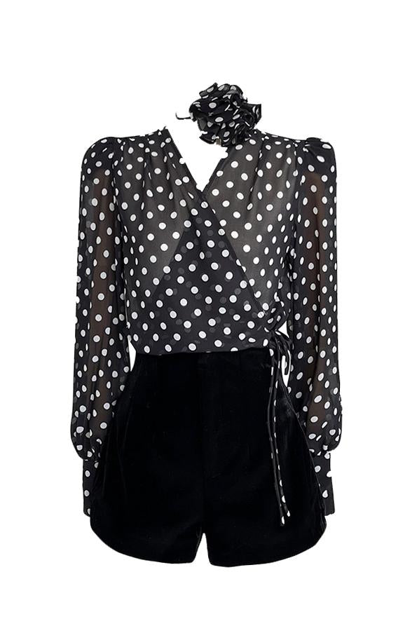 Blusa de manga larga con lunares Gilda
