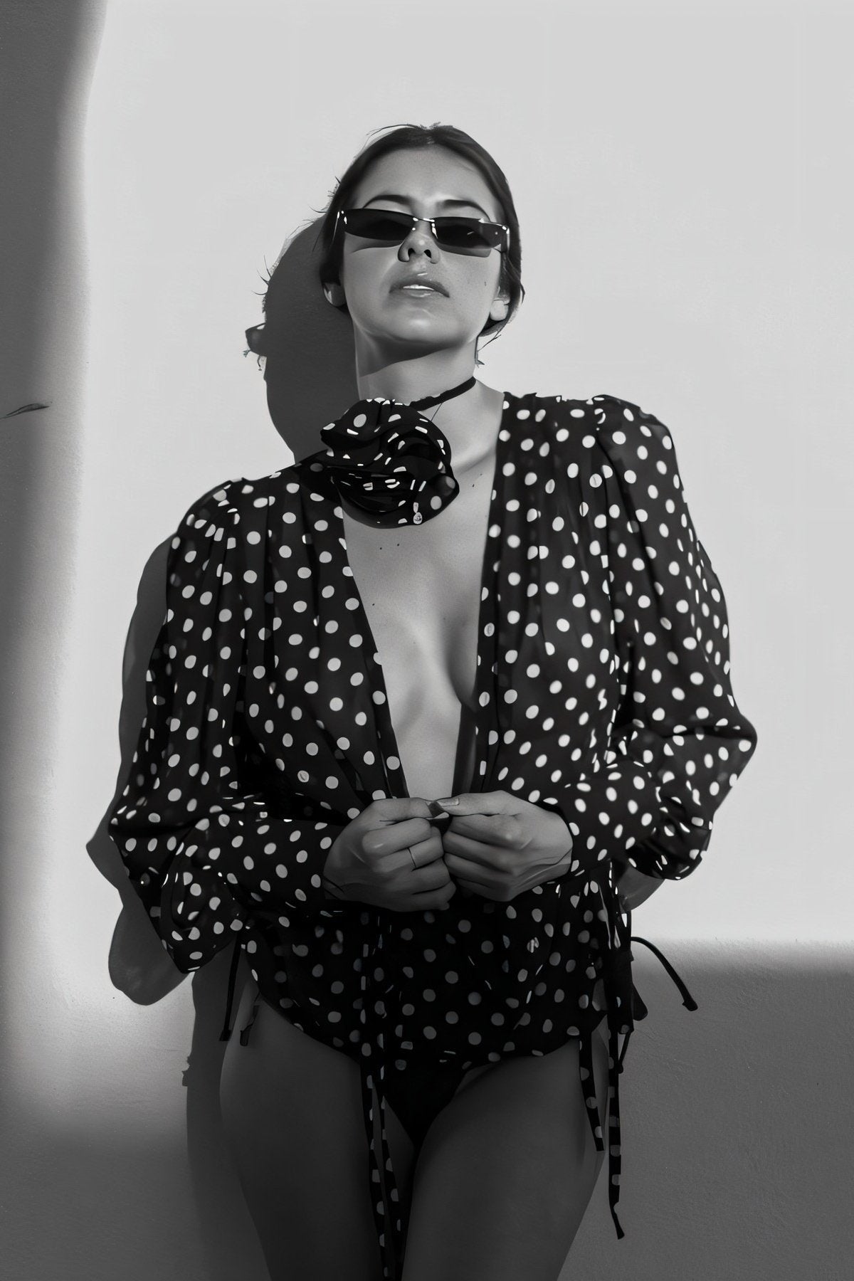 Blusa de manga larga con lunares Gilda