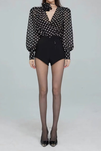 Blusa de manga larga con lunares Gilda