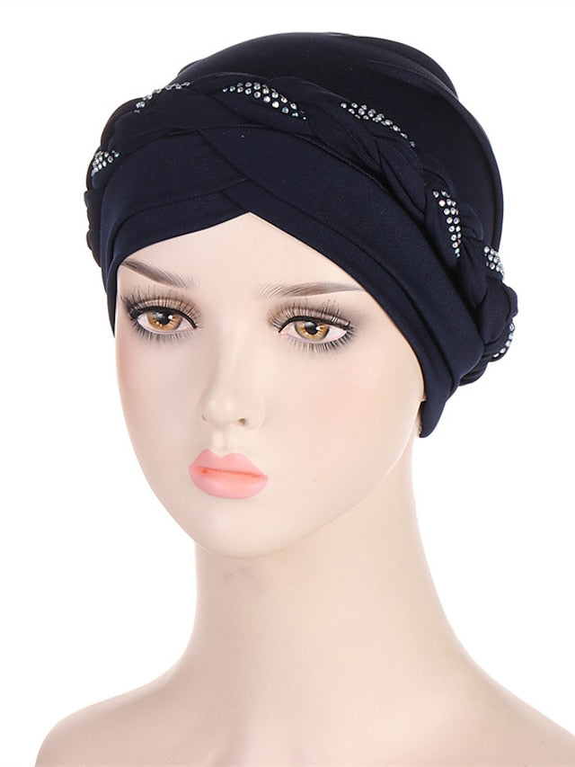 Comfortable Turban Cap for Women Soft Stretch Braid Muslim Hats Female Inner Hijab Caps Indian Bonnet Wrap Head Scarf for Women