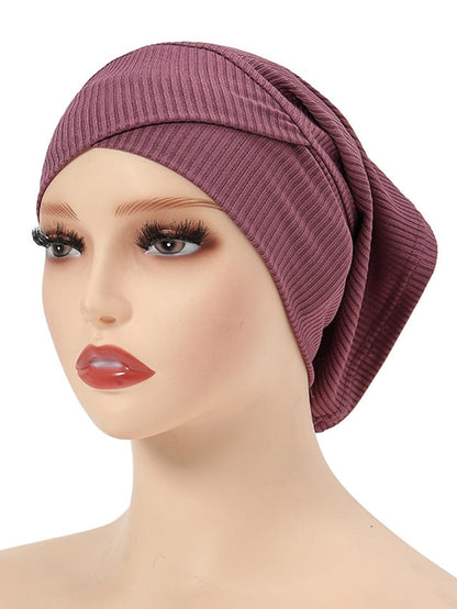 Simple Turban Cap Muslim Hijab Women Head Scarves Islamic Underscarf Bonnet Headscarf Stretch Jersey Cap Solid Color Muslim Turban Hats for Women