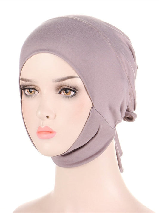 Soft Adjustable Inner Hijab Caps Muslim Stretch Tie Back Jersey Cap Islamic Underscarf Bonnet Female Headscarf Headwrap Arab Turban for Women