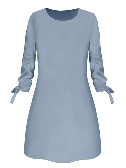 A Line Dress Mini Dress Black White Yellow Long Sleeve Pure Color Patchwork Summer Spring Crew Neck Casual Winter Dress Fall Dress  S M L XL XXL 3XL 4XL for Women