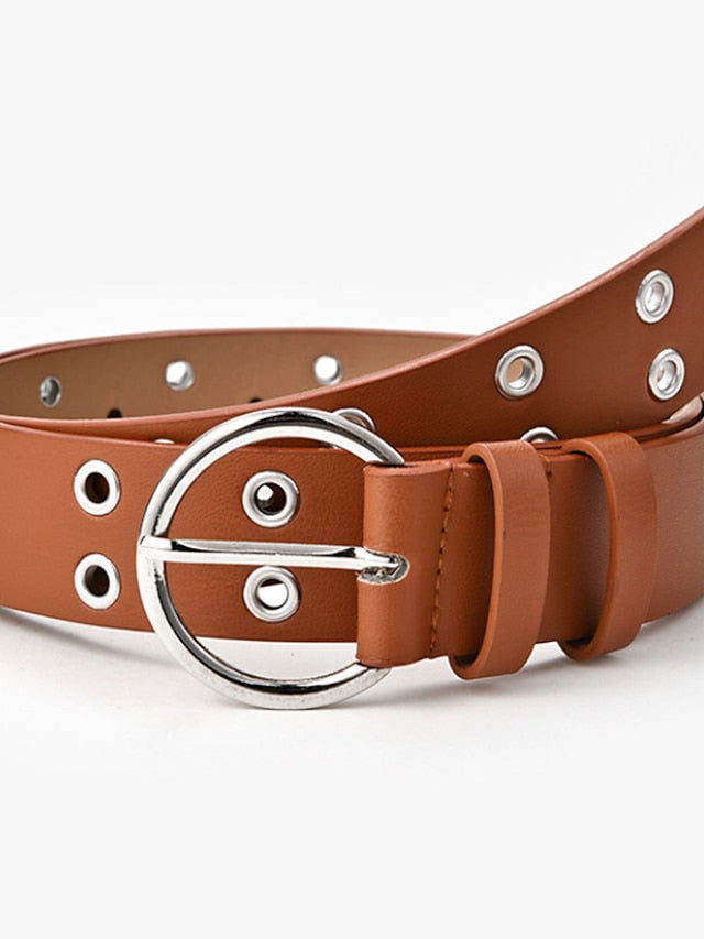 Unisex PU Buckle Belt PU Leather O-ring Buckle Eyelet Casual Classic Party Daily Black Brown Coffee for Women