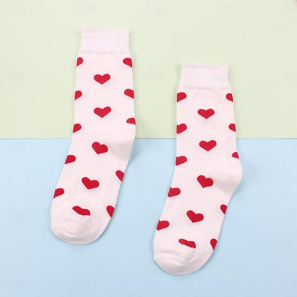 Women's Crew Socks Work Daily Holiday Heart Cotton Casual Vintage Retro Casual / Daily Sports 1 Pair
