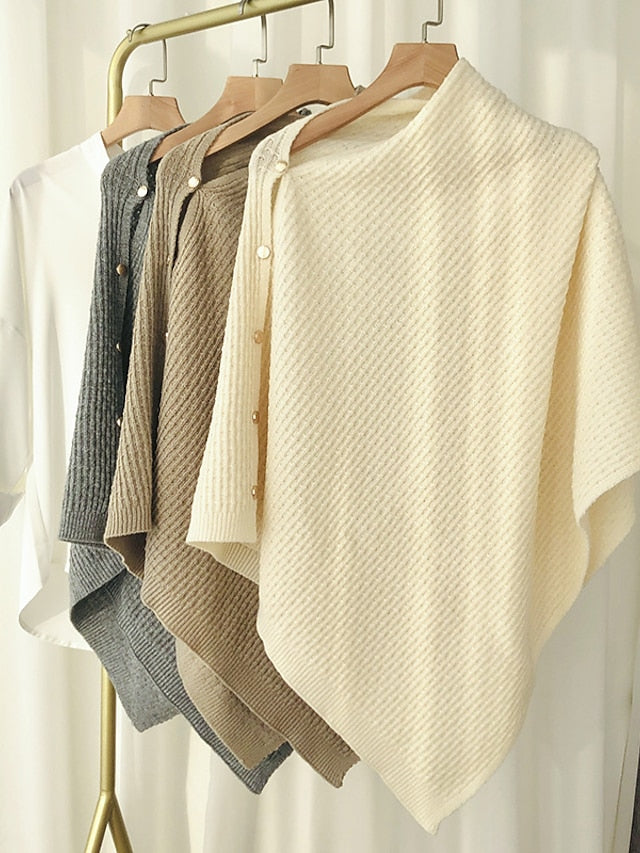 New Autumn Winter Women Ladies Thick Knitting Cape Coat Warm Poncho Oblique Stripe Coat Bohemian Shawl Scarf Solid Women Scarf for Women