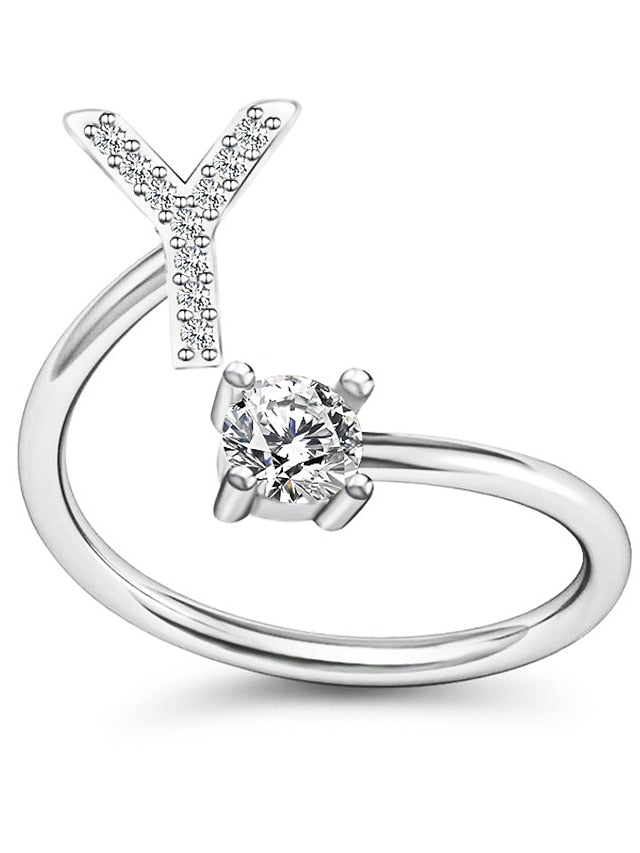 1PC Band Ring For Men's Crystal White Alloy Classic for Women