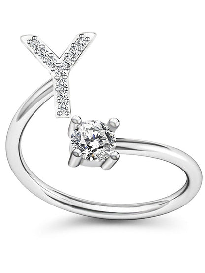 1PC Band Ring For Men's Crystal White Alloy Classic for Women