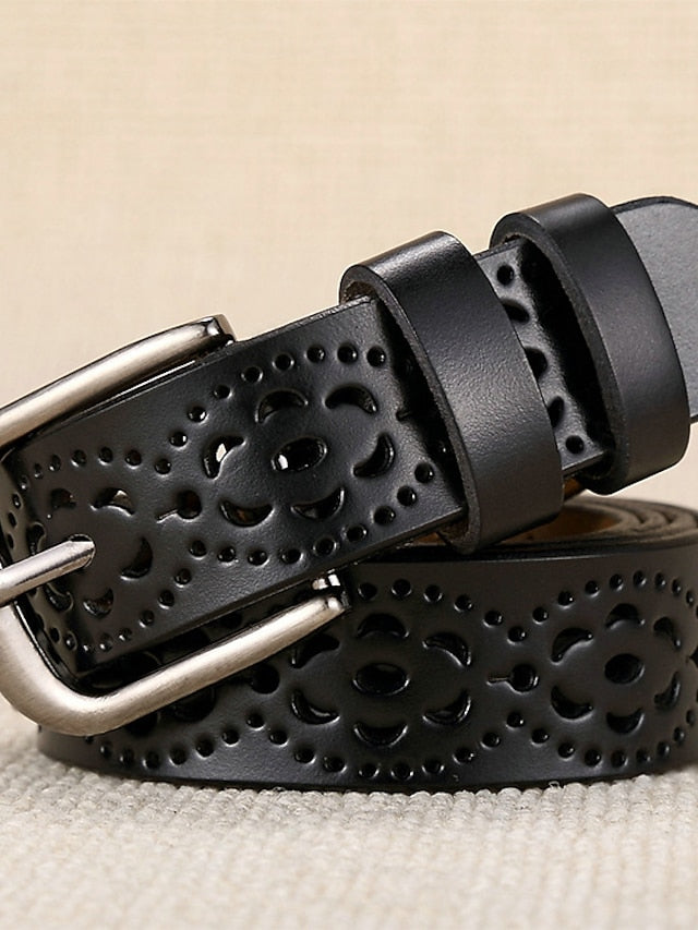 PU Buckle Belt PU Leather Metal Bucke Plain Cowboy Casual Work Daily Black White Wine Brown for Women