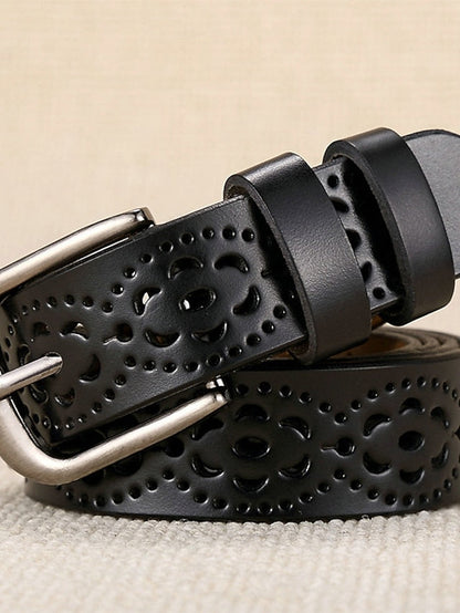 PU Buckle Belt PU Leather Metal Bucke Plain Cowboy Casual Work Daily Black White Wine Brown for Women
