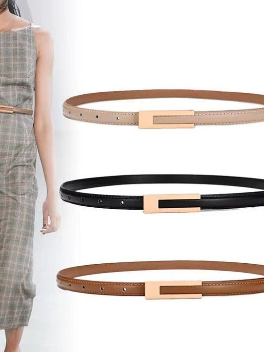 Skinny Belt Corset Belt PU Leather Metal Bucke Plain Casual Vintage Retro Party Gift Black White Brown Coffee for Women