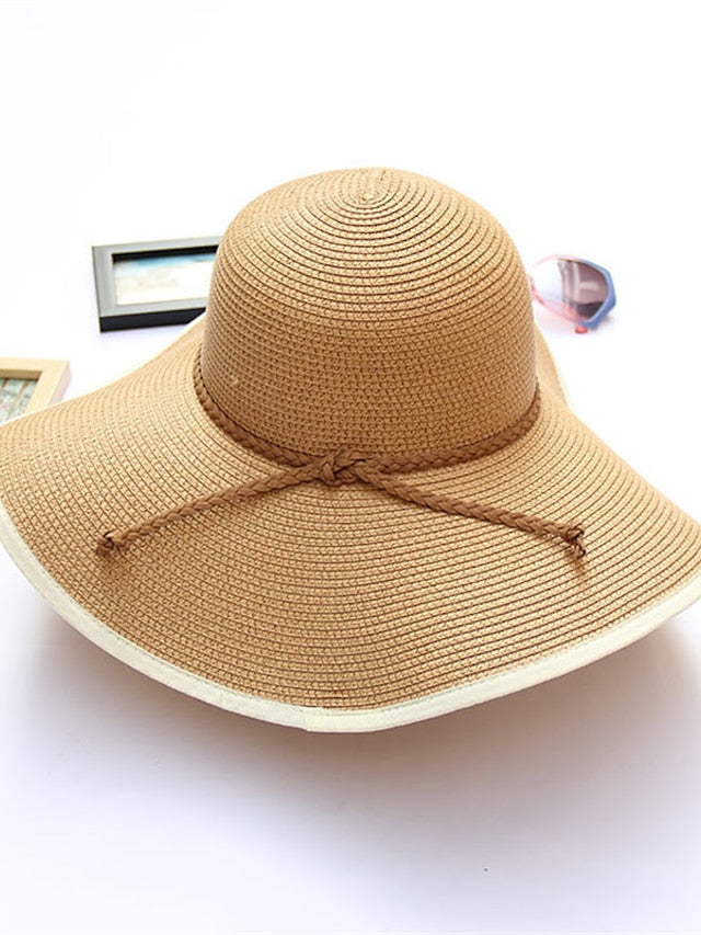 Large Big Wide Brim Hat Women Solid Summer Sun Hat Ladies Packable Floppy Straw Hat Women Beach Cap Female Dome Beach Hat for Women