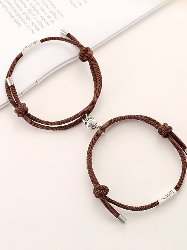 1 Pair Couple's Bracelet Magnetic Adjustable Romantic Series Love Simple Rope Bracelet Jewelry Milan For Gift for Women