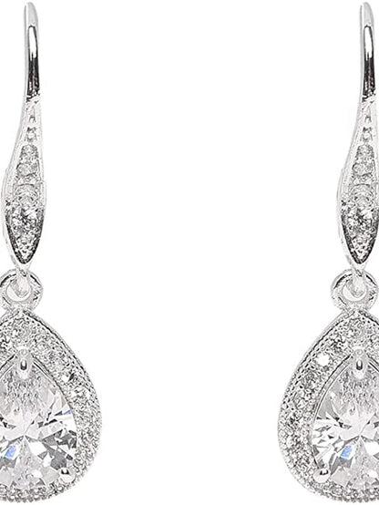 1 Pair Crystal Earrings For Wedding Birdal Bridesmaids Chandelier Dangle Drop Earrings for Women